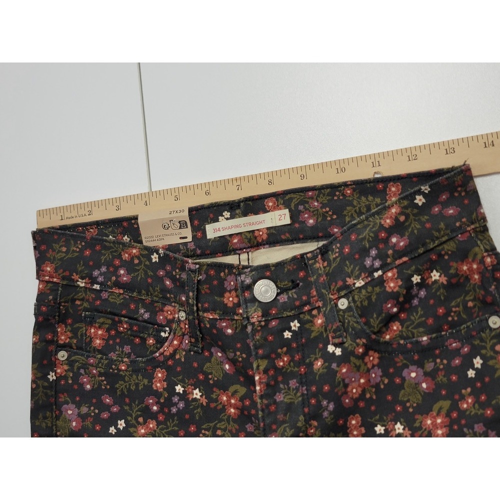 Levi's 314 Shaping Straight Floral Jeans Women's 27x30 Mid Rise HyperSoft New - Picture 4 of 10